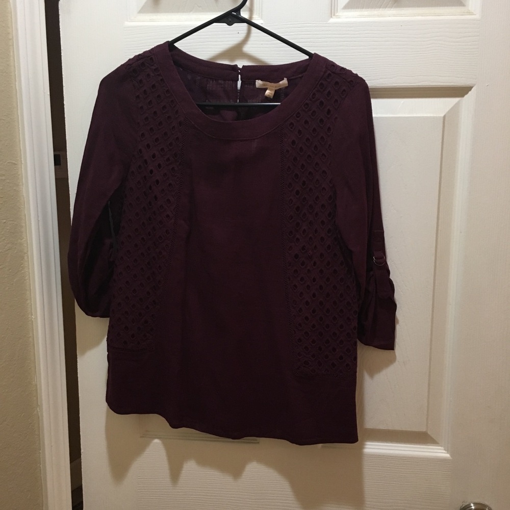 Skies are Blue Burgandy Blouse